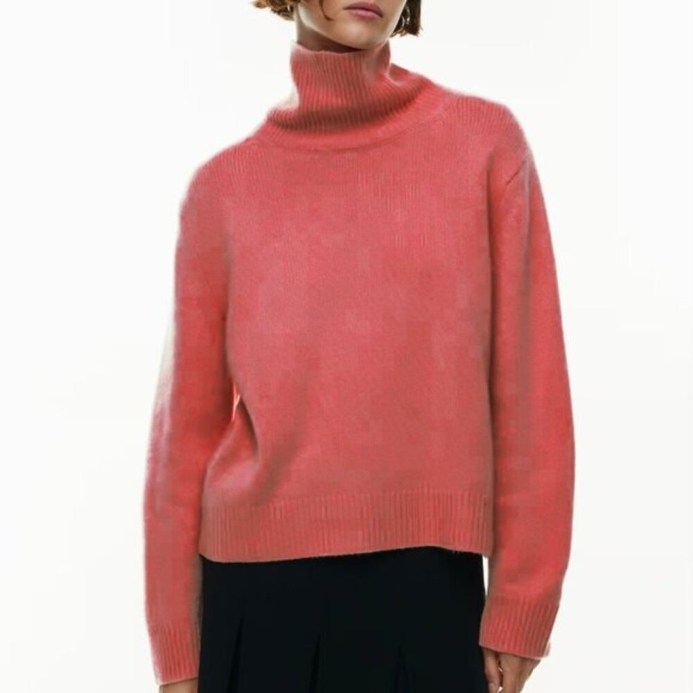 NWOT Aritzia Wilfred 100% Cashmere Montpellier Luxe Turtleneck Dusty Rose Sz M